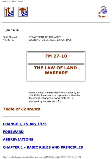 THE LAW OF LAND WARFARE FM 27-10