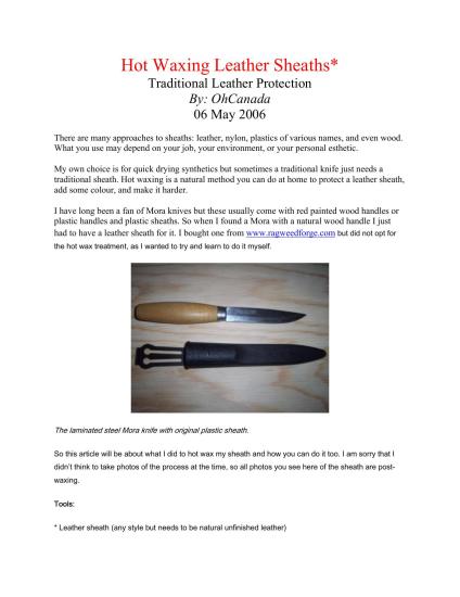 Hot Waxing Leather Sheaths - Traditional Leather Protection