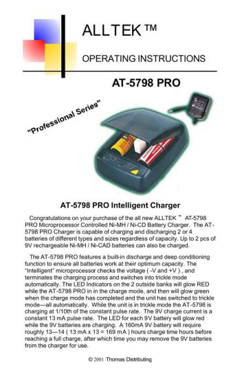 Alltek AT-5798 NIMH Battery Charger