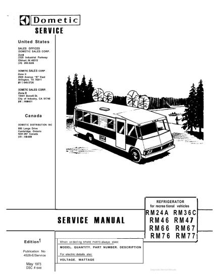 Dometic RV Refrigerator Service Manual
