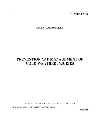 PREVENTION AND MANAGEMENT OF COLD-WEATHER INJURIES