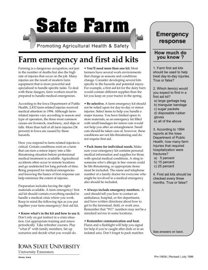 Farm Emergency and First Aid Kits