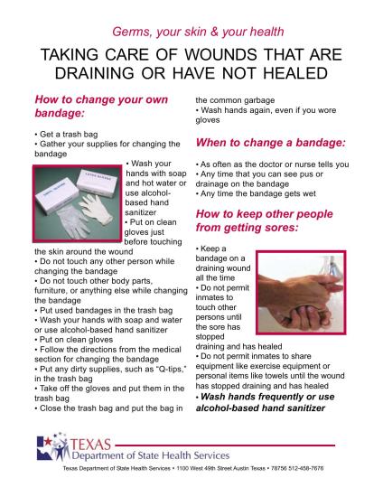 TAKING CARE OF WOUNDS THAT ARE DRAINING OR HAVE NOT HEALED