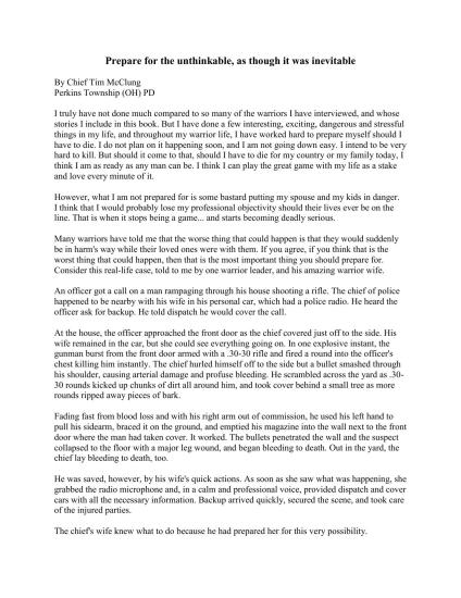 Prepare for the unthinkable, as though it was inevitable