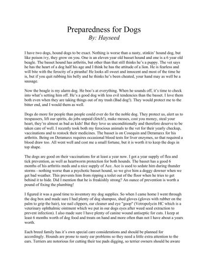 Preparedness for Dogs