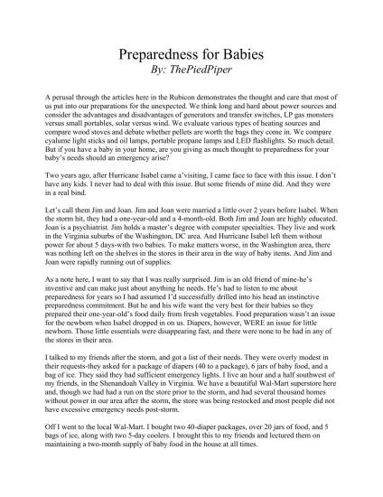 Preparedness for Babies