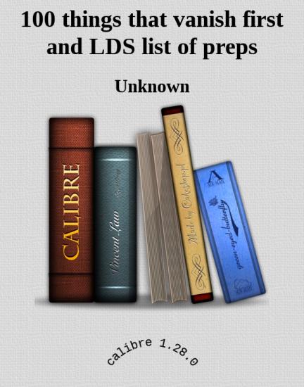 100 things that vanish first and LDS list of preps