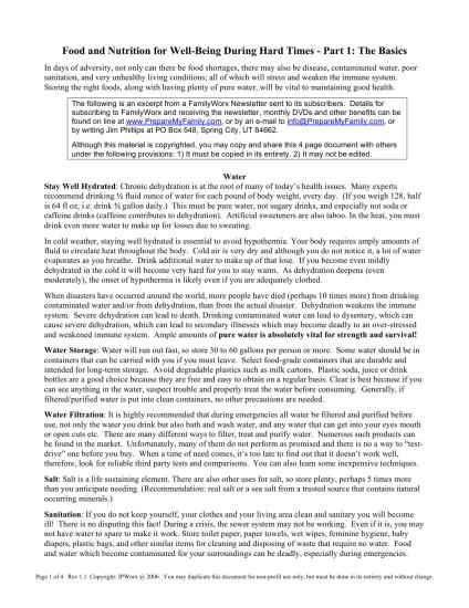 Food and Nutrition for Well-Being During Hard Times - Part 1: The Basics