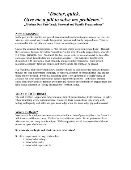 Modern Day Fast-Track Personal and Family Preparedness