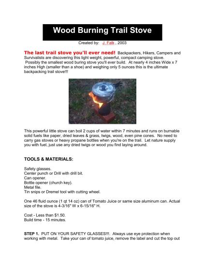 Wood Burning Trail Stove