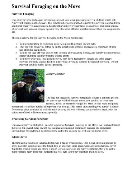 Survival Foraging on the Move