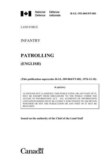 Infantry, Patrolling