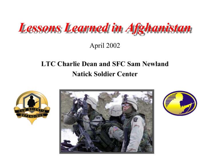 Lessons Learned in Afghanistan