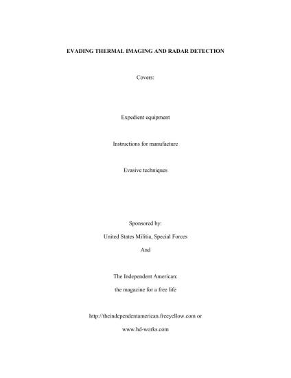 EVADING THERMAL IMAGING AND RADAR DETECTION